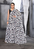 Jyoti Fashion Women's Black Faux Georgette Digital Printed Designer Saree with Blouse