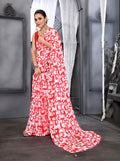 Jyoti Fashion Women's Red Faux Georgette Digital Printed Designer Saree with Blouse