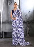 Jyoti Fashion Women's Navy Blue Faux Georgette Digital Printed Designer Saree with Blouse