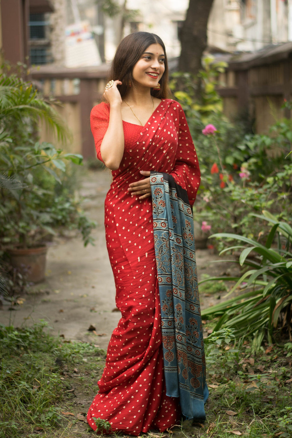 Jyoti Fashion Women's Red Imported Silk Satin Digital Printed Designer Saree with Blouse