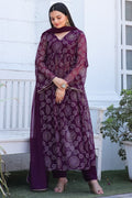 Jyoti Fashion Women's Wine Georgette Bandhani Print Kurta Set with Dupatta