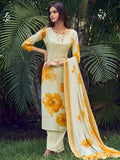 Jyoti Fashion Women's Cream Muslin Floral Digital Print with Sequins Work Salwar Suit Set