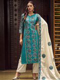 Jyoti Fashion Women's Teal Pure Cotton Digital Printed Salwar Suit Set