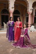 Jyoti Fashion Women's Maroon Purple & Wine Chinon Rich Sequins Embroidered Long Anarkali Combo Sets