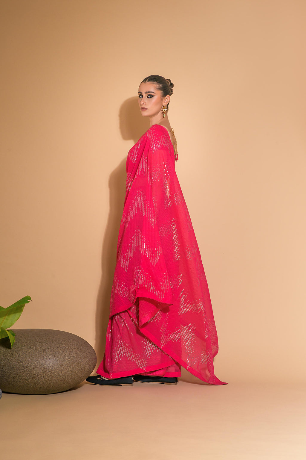 Jyoti Fashion Women's Pink Georgette Sequins Embroidered Designer Saree with Blouse