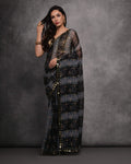 Jyoti Fashion Women's Grey Chiffon Mirror Work Designer Saree with Blouse