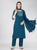 Jyoti Fashion Women's Morpeach Cotton Blend Sequins Embroidered Kurta Set