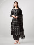 Jyoti Fashion Women's Black Rayon Printed with Embroidered Kurta Set