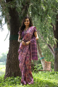 Jyoti Fashion Women's Purple Soft Tussar Silk Printed and Zari Woven Saree with Blouse