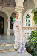 Jyoti Fashion Women's Wine Soft Muga Cotton Floral Weaving Traditional Saree with Blouse