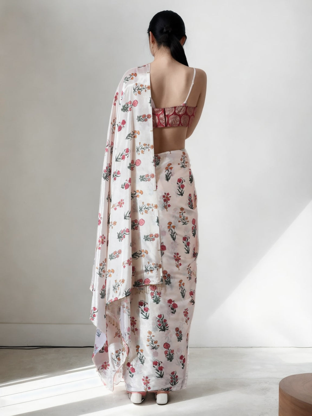 Jyoti Fashion Women's Multicolor Chinon Digital Printed Ready To Wear Saree with Blouse