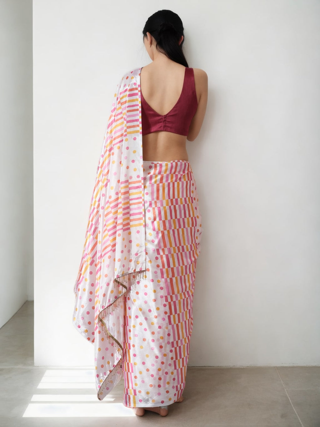 Jyoti Fashion Women's Multicolor Chinon Digital Printed Ready To Wear Saree with Blouse