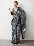 Jyoti Fashion Women's Grey Chinon Digital Printed Ready To Wear Saree with Blouse