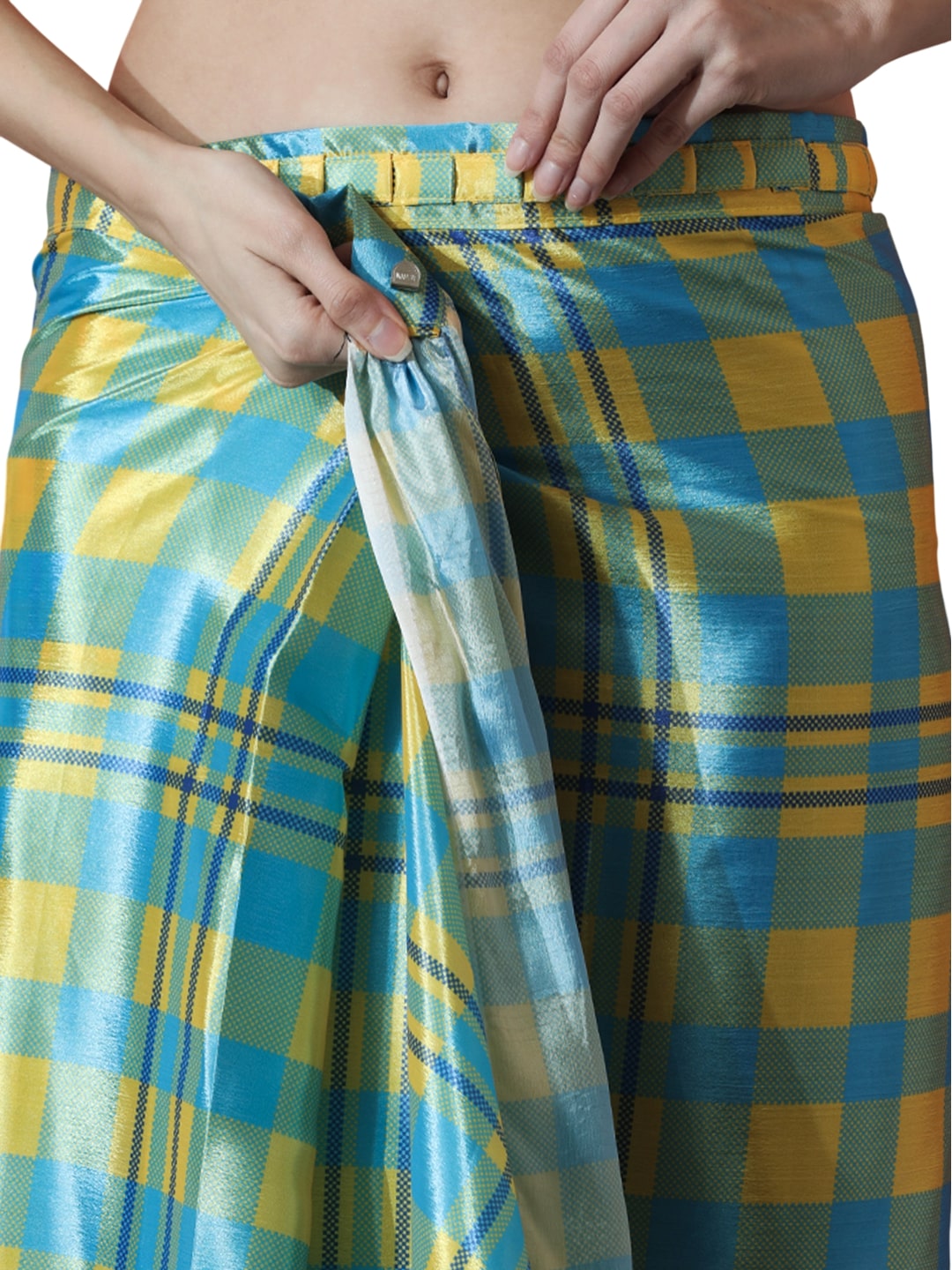 Jyoti Fashion Women's Sky Blue Chinon Digital Printed Ready To Wear Saree with Blouse