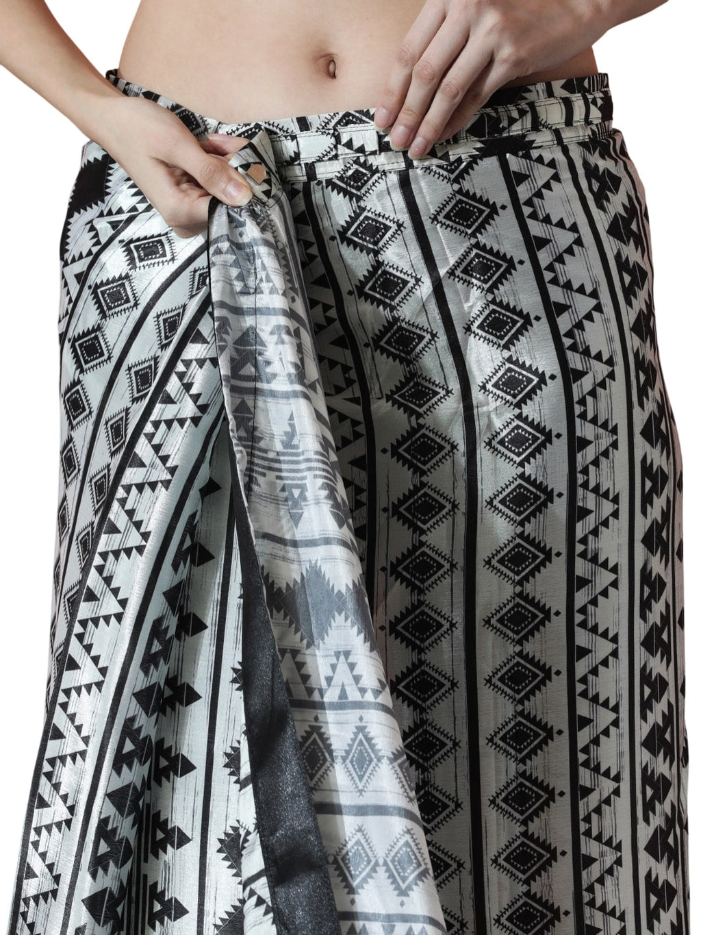 Jyoti Fashion Women's Black Chinon Digital Printed Ready To Wear Saree with Blouse