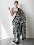 Jyoti Fashion Women's Black Chinon Digital Printed Ready To Wear Saree with Blouse