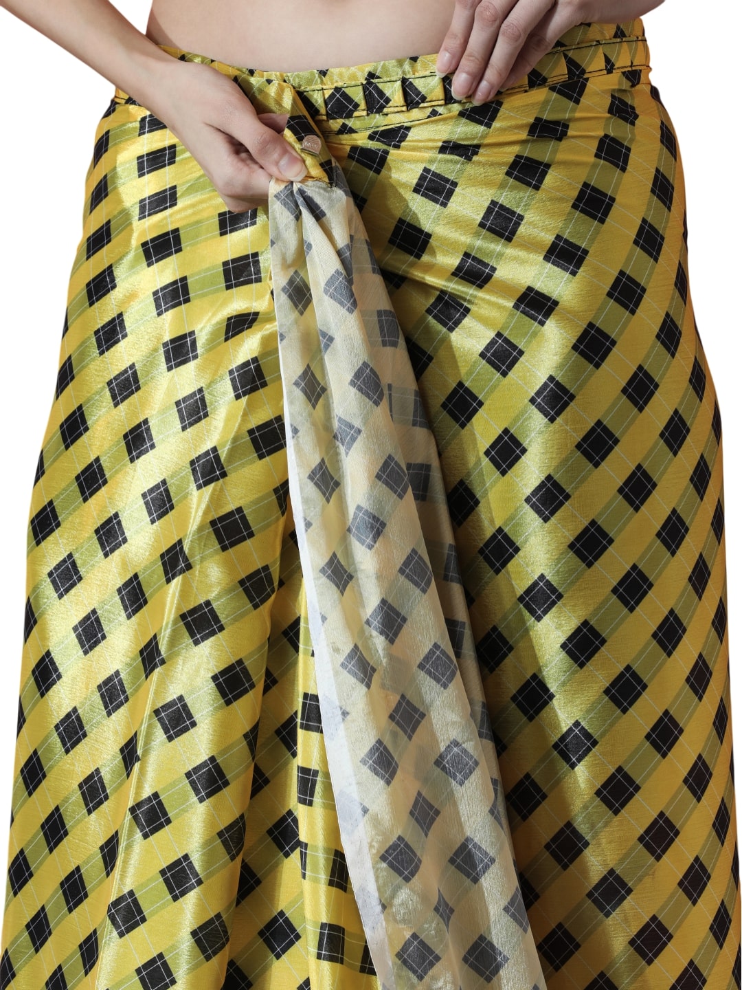 Jyoti Fashion Women's Mehendi Chinon Digital Printed Ready To Wear Saree with Blouse