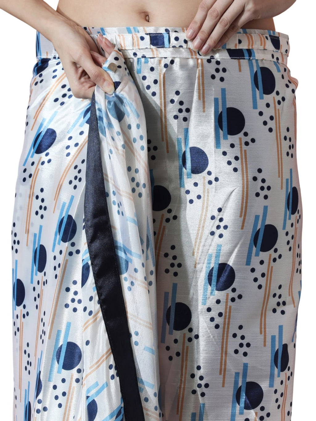 Jyoti Fashion Women's Multicolor Chinon Digital Printed Ready To Wear Saree with Blouse