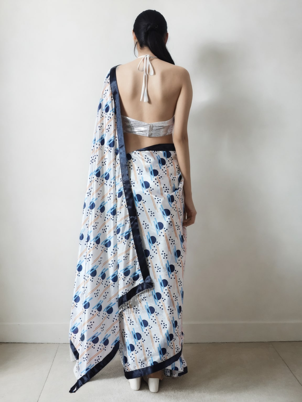 Jyoti Fashion Women's Multicolor Chinon Digital Printed Ready To Wear Saree with Blouse