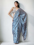 Jyoti Fashion Women's Sky Blue Chinon Digital Printed Ready To Wear Saree with Blouse