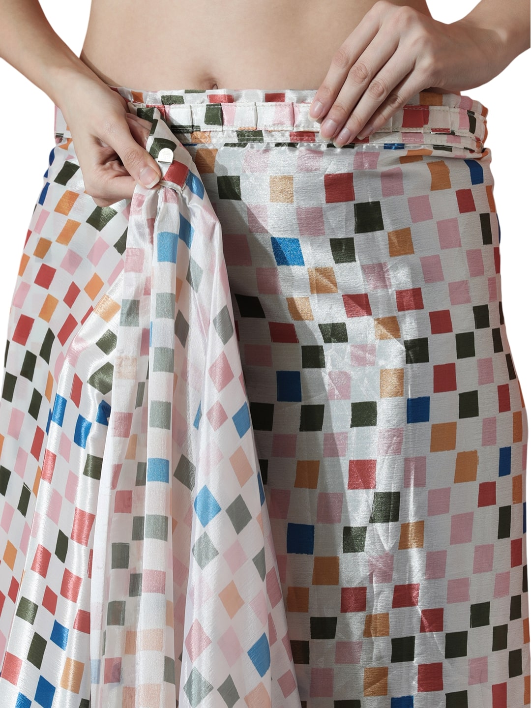 Jyoti Fashion Women's Multicolor Chinon Digital Printed Ready To Wear Saree with Blouse