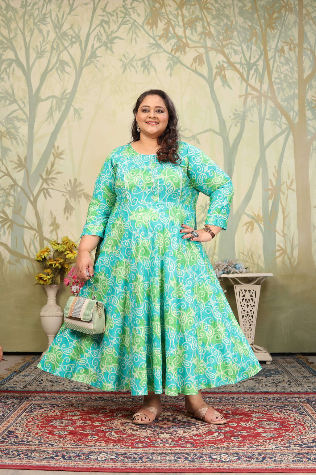 Jyoti Fashion Women's Sky Blue Rayon Floral Print with Sequins Designer Anarkali Set