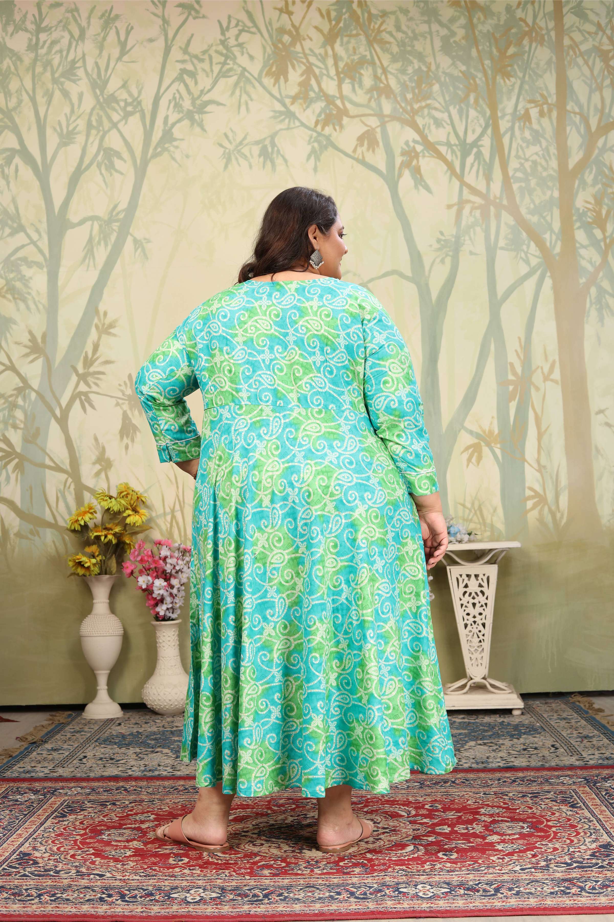 Jyoti Fashion Women's Sky Blue Rayon Floral Print with Sequins Designer Anarkali Set