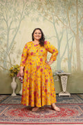 Jyoti Fashion Women's Yellow Rayon Floral Print with Sequins Designer Anarkali Set