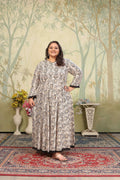 Jyoti Fashion Women's Grey Rayon Floral Print with Sequins Designer Anarkali Set