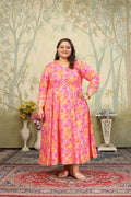 Jyoti Fashion Women's Pink Rayon Floral Print with Sequins Designer Anarkali Set