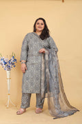 Jyoti Fashion Women's Grey Rayon Digital Print with Handwork Kurta Set
