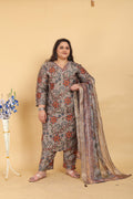 Jyoti Fashion Women's Grey Lichi Viscose Digital Print with Handwork Kurta Set