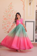 Jyoti Fashion Women's Pink Gold Crush Embroidered Designer Anarkali Set