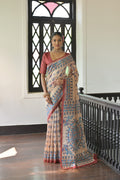 Jyoti Fashion Women's Red Soft Tussar Silk Printed Designer Saree with Blouse