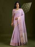 Jyoti Fashion Women's Purple Tissue Linen Silk Zari Woven Designer Saree with Blouse