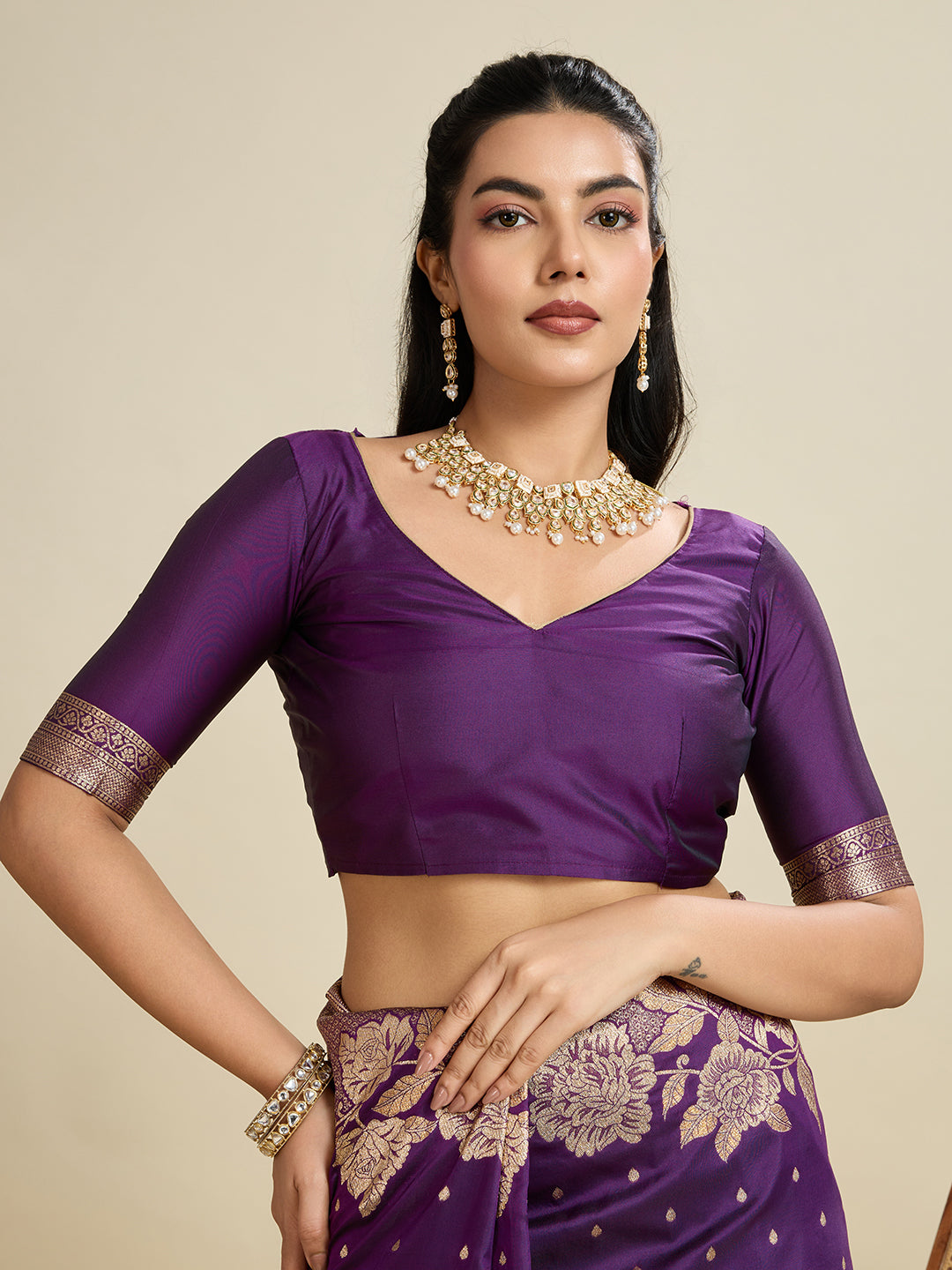 Jyoti Fashion Women's Wine Soft Kanjivaram Silk Zari Woven Designer Saree with Blouse