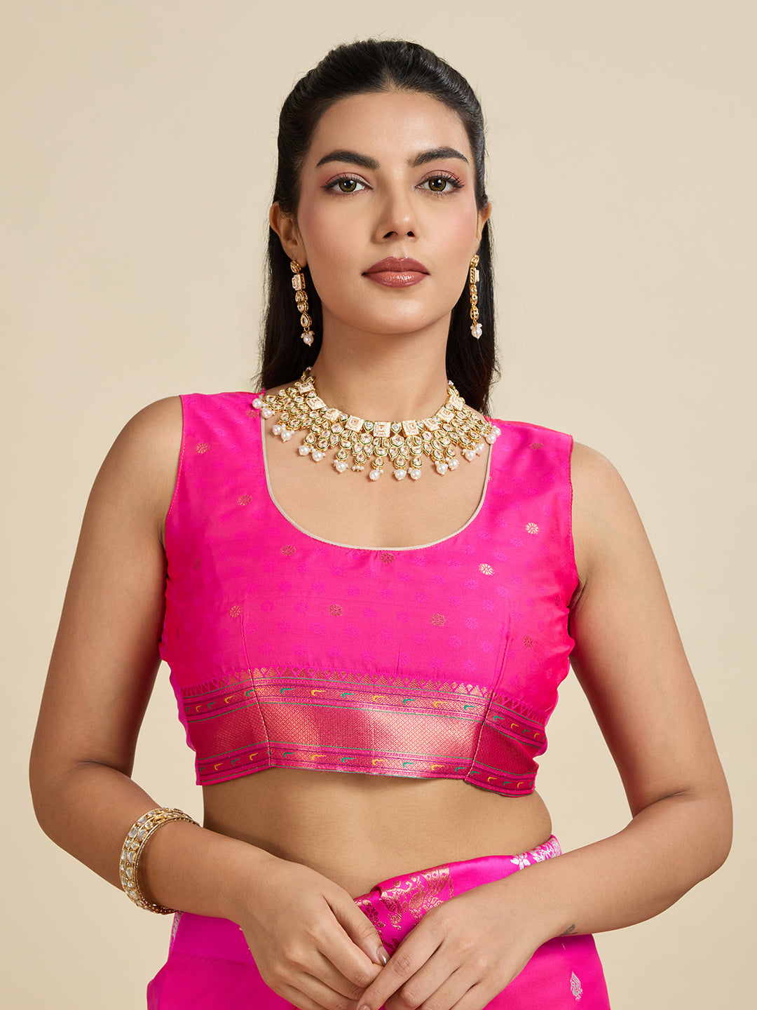 Jyoti Fashion Women's Pink Soft Kanjivaram Paithani Silk Zari Woven Designer Saree with Blouse