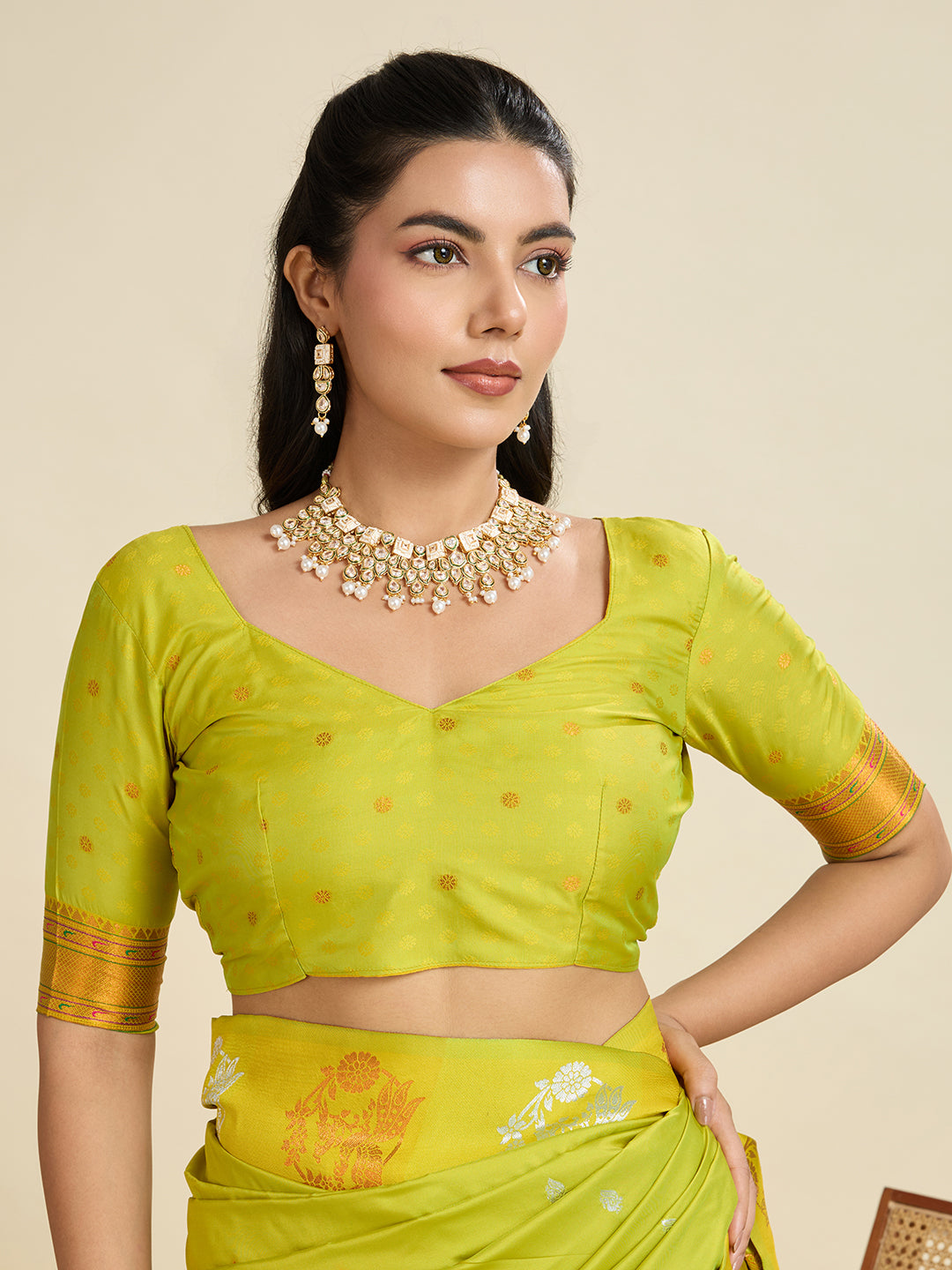 Jyoti Fashion Women's Mehendi Soft Kanjivaram Paithani Silk Zari Woven Designer Saree with Blouse