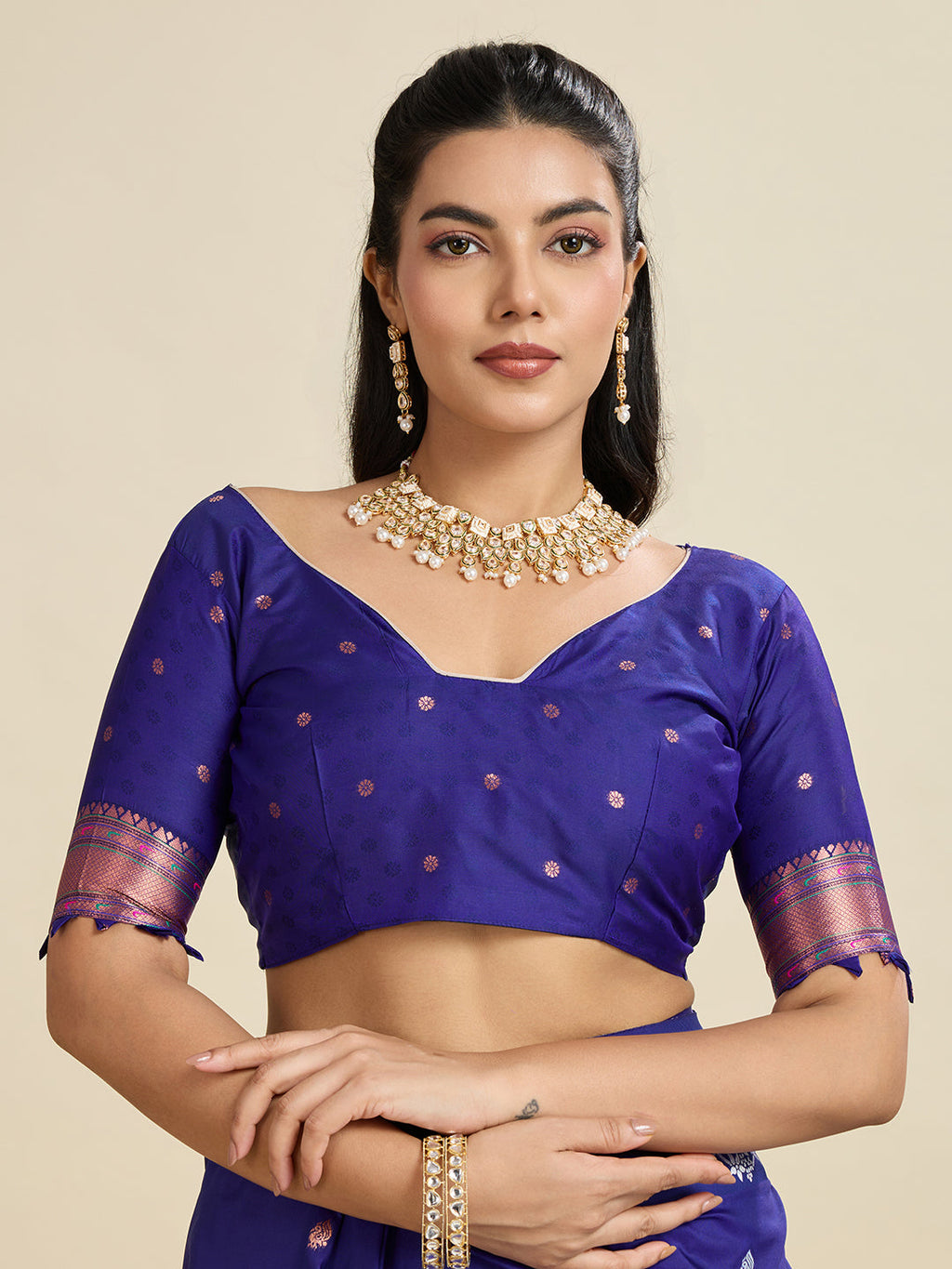 Jyoti Fashion Women's Blue Soft Kanjivaram Paithani Silk Zari Woven Designer Saree with Blouse