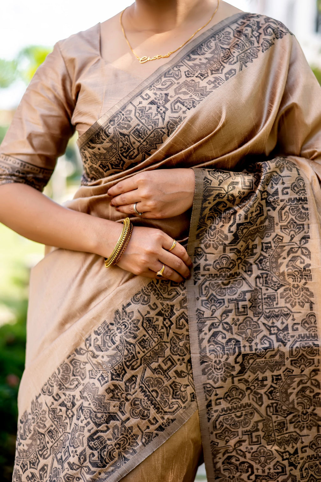 Jyoti Fashion Women's Cream Handloom Raw Silk Weaving Designer Saree with Blouse