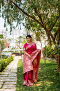 Jyoti Fashion Women's Pink Handloom Raw Silk Weaving Designer Saree with Blouse