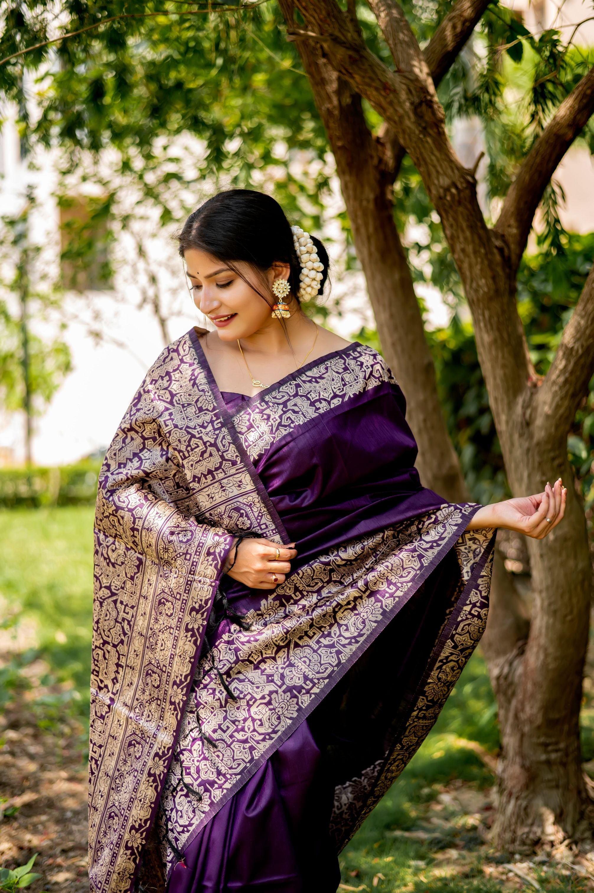 Jyoti Fashion Women's Wine Handloom Raw Silk Weaving Designer Saree with Blouse