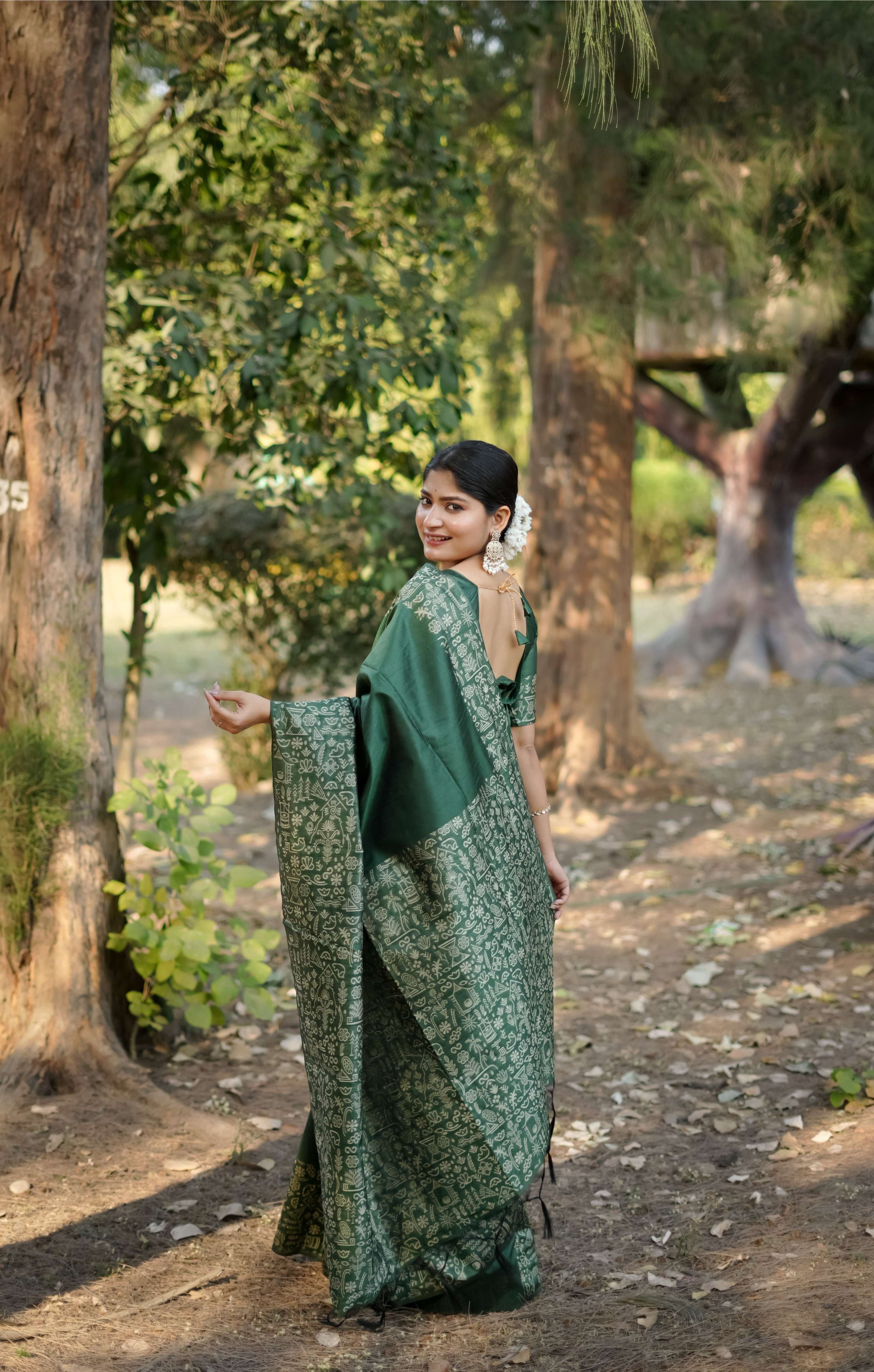 Jyoti Fashion Women's Bottle Green Handloom Raw Silk Weaving Designer Saree with Blouse