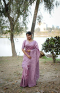 Jyoti Fashion Women's Purple Handloom Raw Silk Weaving Designer Saree with Blouse