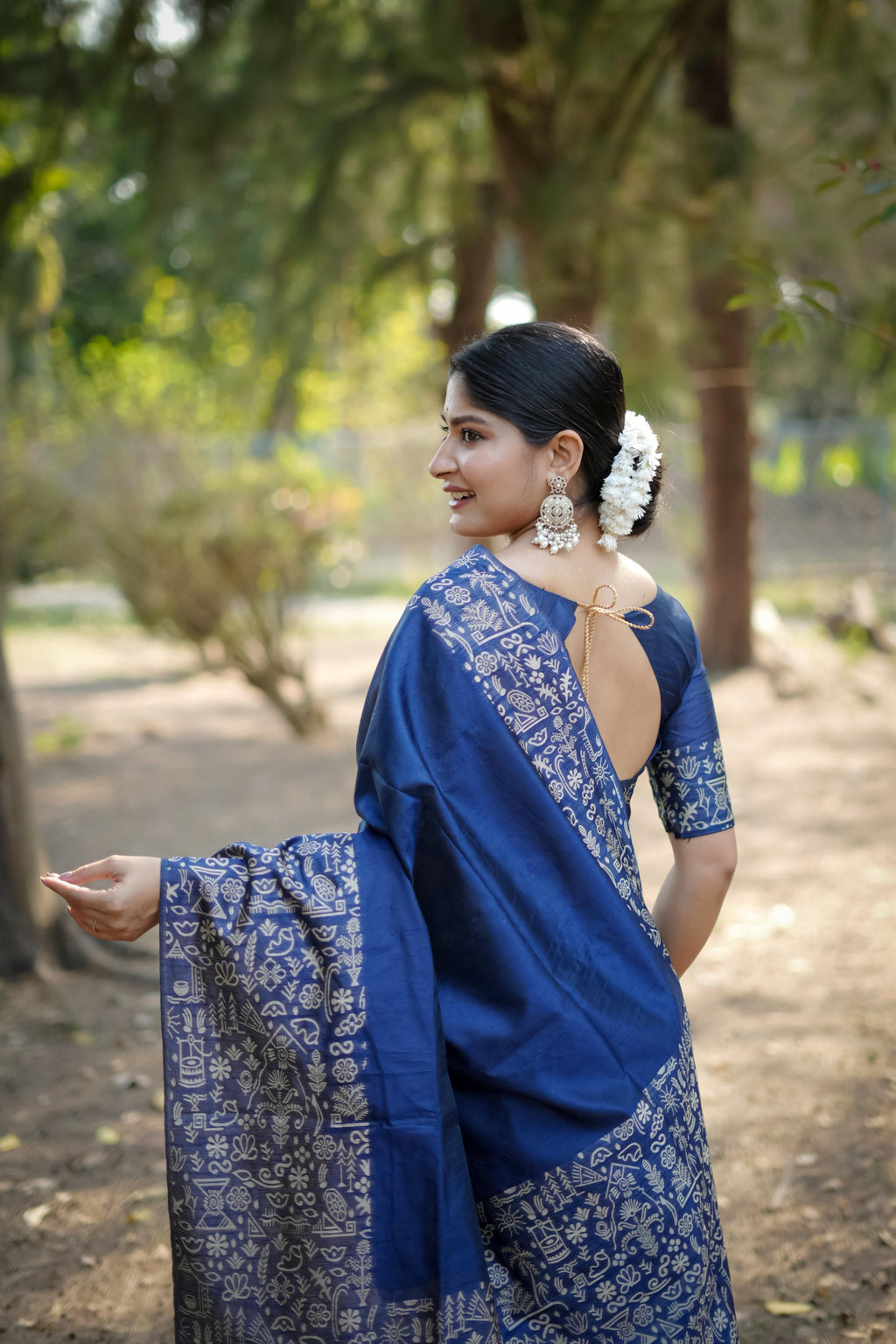 Jyoti Fashion Women's Blue Handloom Raw Silk Weaving Designer Saree with Blouse