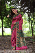 Jyoti Fashion Women's Grey Soft Tussar Silk Peacock Printed Designer Saree with Blouse