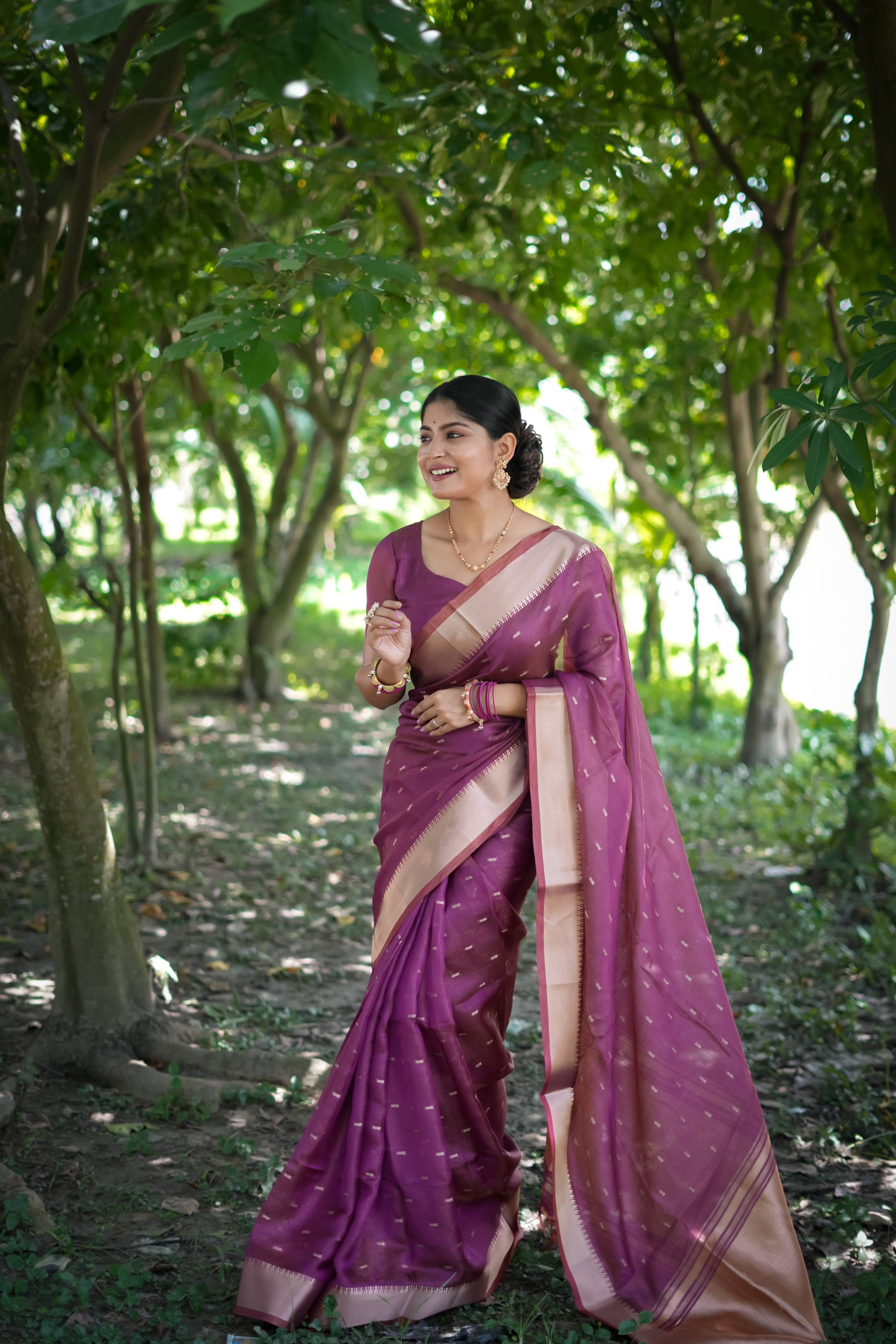 Jyoti Fashion Women's Purple Soft Kalyani Silk Zari Woven Designer Saree with Blouse