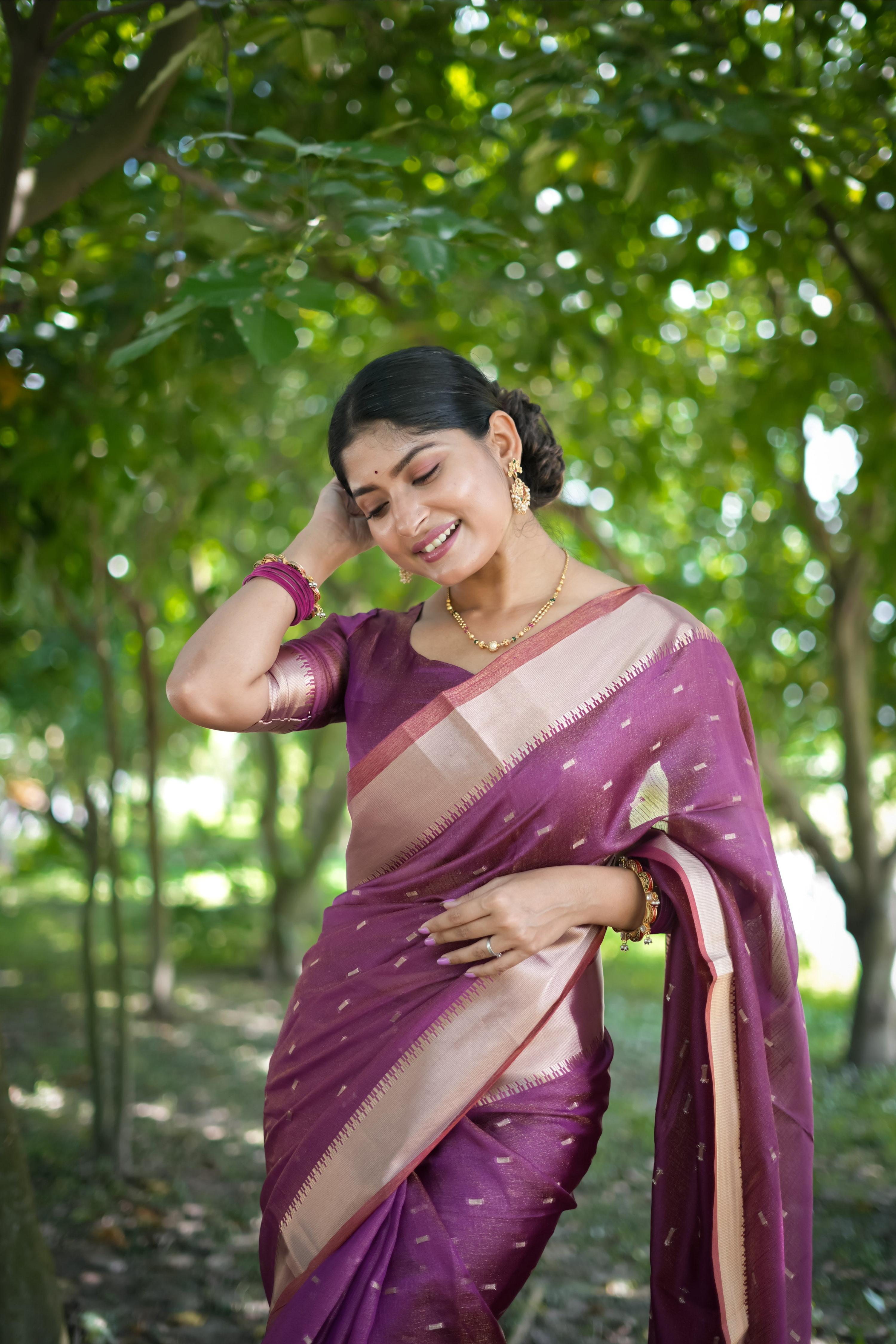 Jyoti Fashion Women's Purple Soft Kalyani Silk Zari Woven Designer Saree with Blouse