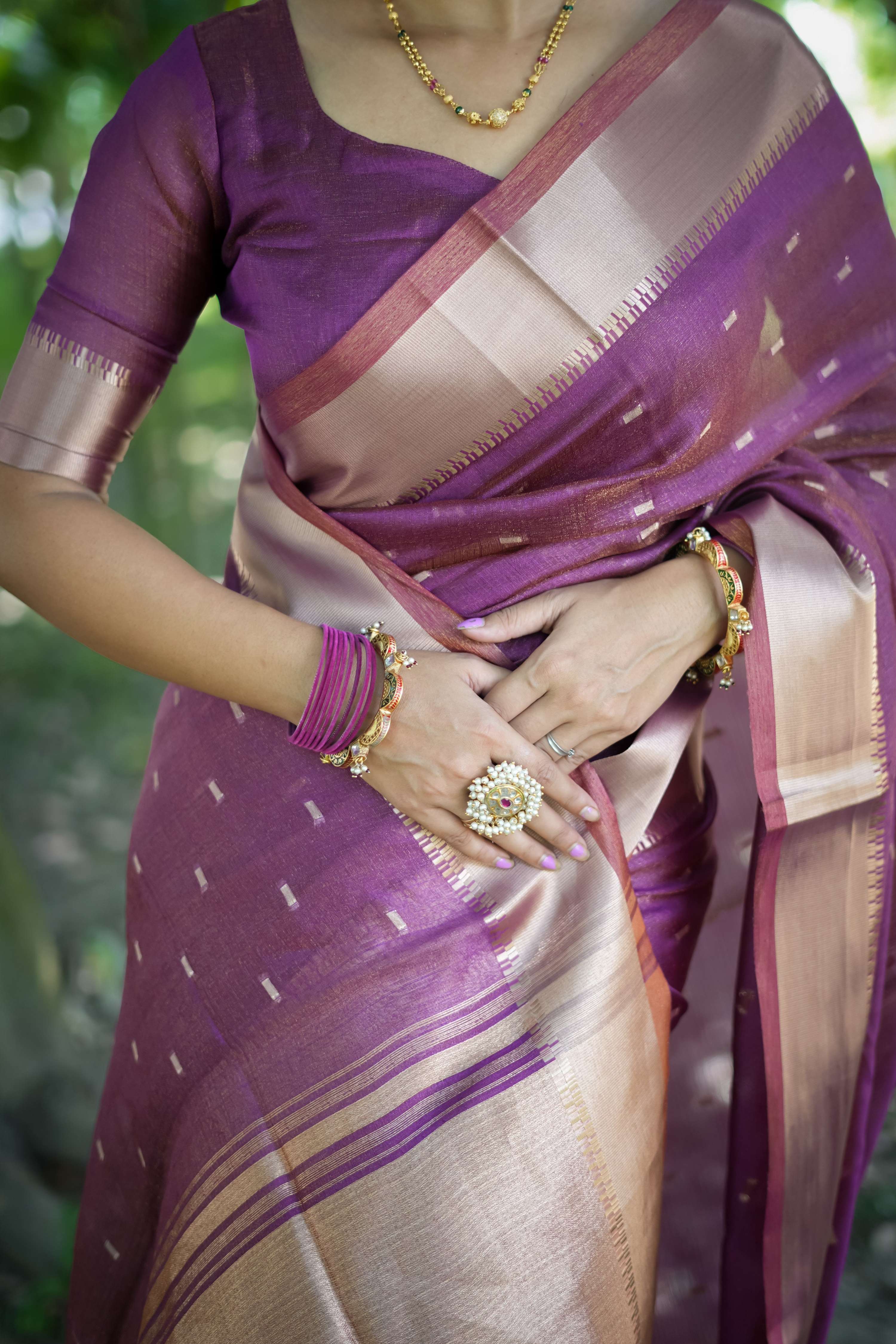 Jyoti Fashion Women's Purple Soft Kalyani Silk Zari Woven Designer Saree with Blouse