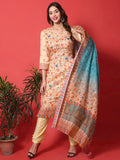 Jyoti Fashion Women's Peach Cotton Digital Printed Festive Wear Designer Straight Suit Set